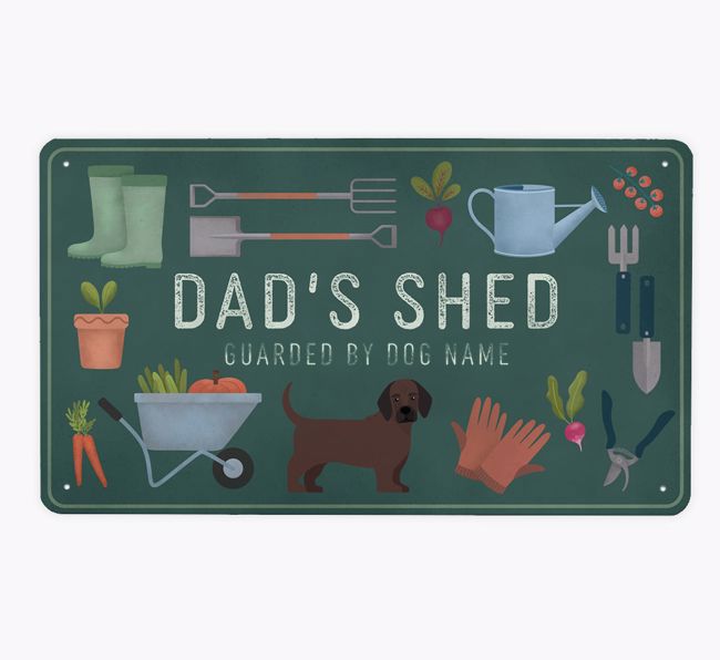 Dad's Shed: Personalized {breedFullName} Metal Garden Sign